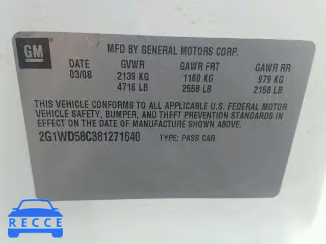 2008 CHEVROLET IMPALA SUP 2G1WD58C381271640 image 8