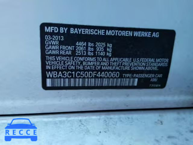 2013 BMW 328I SULEV WBA3C1C50DF440060 Bild 8