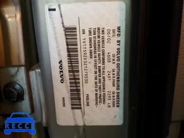 2002 VOLVO S80 YV1TS92D321279530 image 8