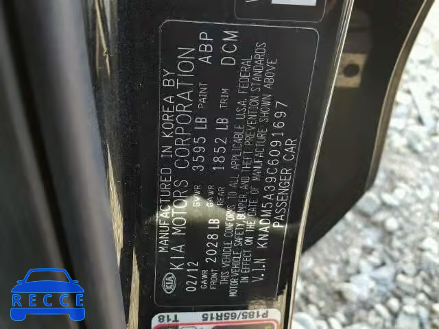 2012 KIA RIO LX KNADM5A39C6091697 image 9
