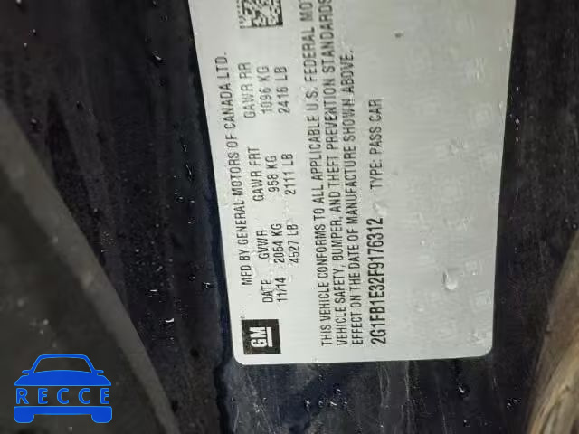2015 CHEVROLET CAMARO LS 2G1FB1E32F9176312 image 9