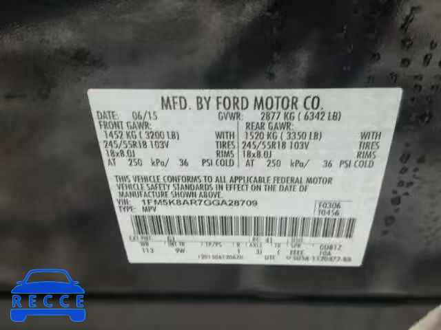 2016 FORD EXPLORER P 1FM5K8AR7GGA28709 image 9