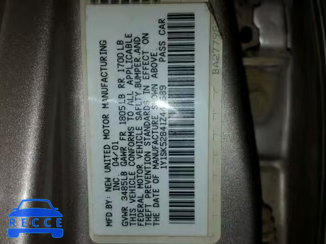 2001 CHEVROLET PRIZM/LSI 1Y1SK52841Z445689 image 9