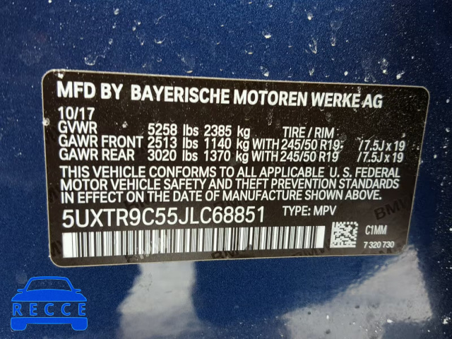 2018 BMW X3 XDRIVEM 5UXTR9C55JLC68851 image 9