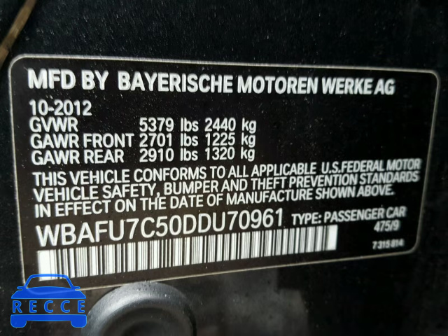 2013 BMW 535 XI WBAFU7C50DDU70961 image 9