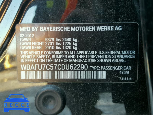 2012 BMW 535 XI WBAFU7C57CDU62290 image 9