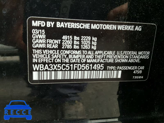 2015 BMW 328 XIGT WBA3X5C51FD561495 зображення 9