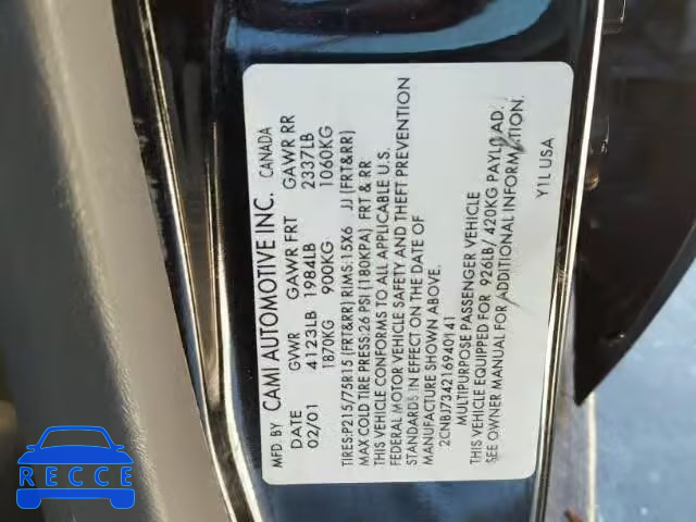 2001 CHEVROLET TRACKER ZR 2CNBJ734216940141 image 9