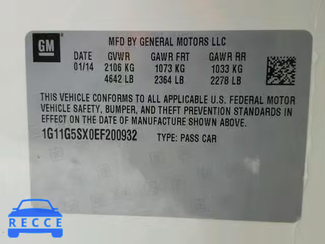 2014 CHEVROLET MALIBU 3LT 1G11G5SX0EF200932 image 9