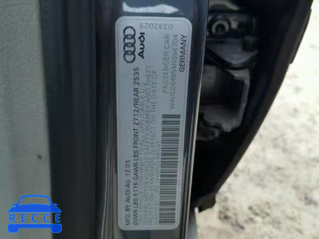 2004 AUDI A6 S-LINE WAUCD64B54N064704 зображення 9