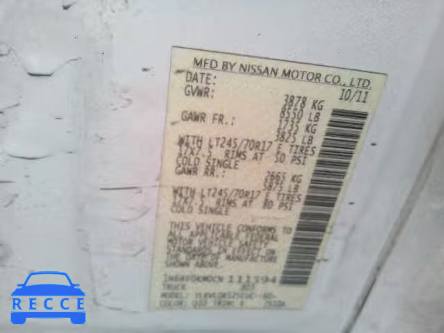 2012 NISSAN NV 1500 1N6BF0KM0CN111594 image 9