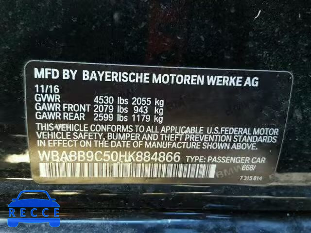 2017 BMW 330 I WBA8B9C50HK884866 зображення 9