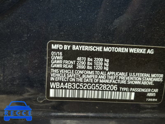 2016 BMW 435 XI WBA4B3C52GG528206 зображення 9
