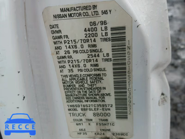 1996 NISSAN TRUCK KING 1N6SD16S2TC359572 image 9