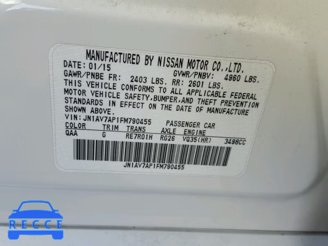 2015 INFINITI Q50 HYBRID JN1AV7AP1FM790455 image 9