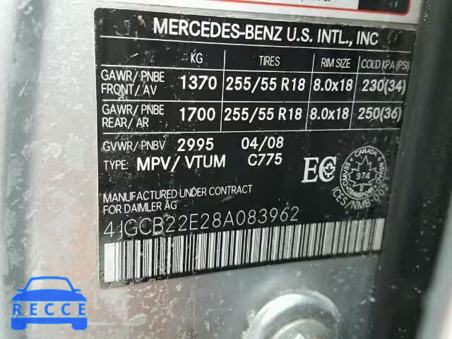 2008 MERCEDES-BENZ R 320 CDI 4JGCB22E28A083962 зображення 9