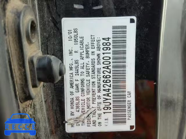 2002 ACURA 3.2CL TYPE 19UYA42662A001984 image 9