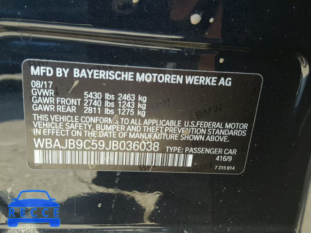 2018 BMW M550XI WBAJB9C59JB036038 зображення 9