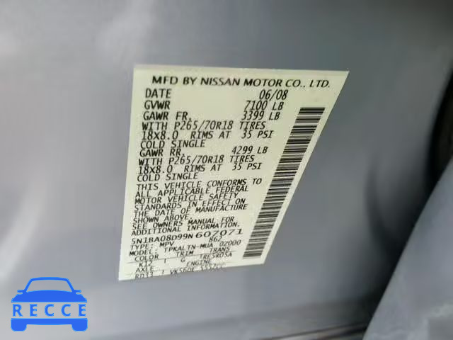 2009 NISSAN ARMADA SE 5N1BA08D99N607071 image 9