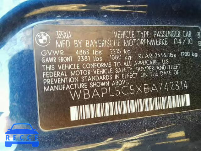 2011 BMW 335 XI WBAPL5C5XBA742314 Bild 9