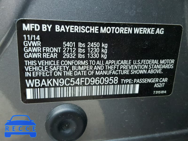 2015 BMW 550 I WBAKN9C54FD960958 image 9