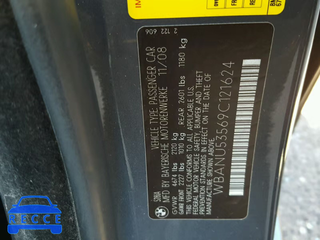 2009 BMW 528 I WBANU53569C121624 image 9