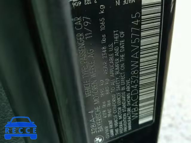 1998 BMW 328 I AUTO WBACD4328WAV57745 image 9