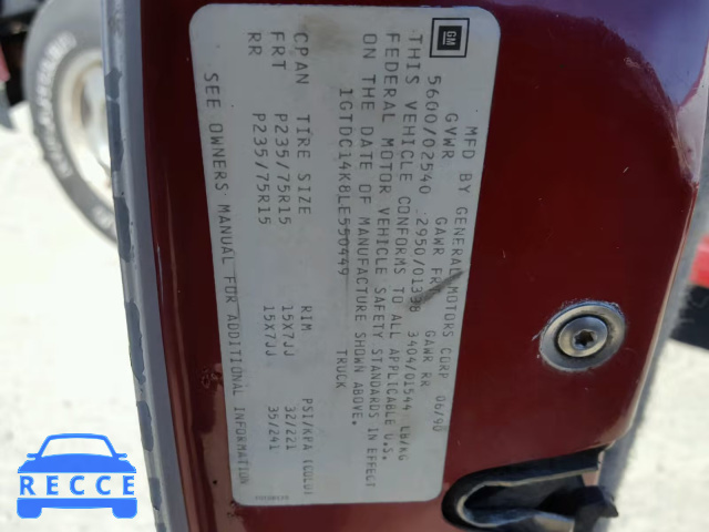 1990 GMC SIERRA C15 1GTDC14K8LE550449 image 9