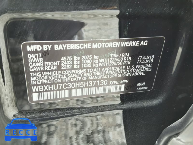 2017 BMW X1 SDRIVE2 WBXHU7C30H5H37130 image 9