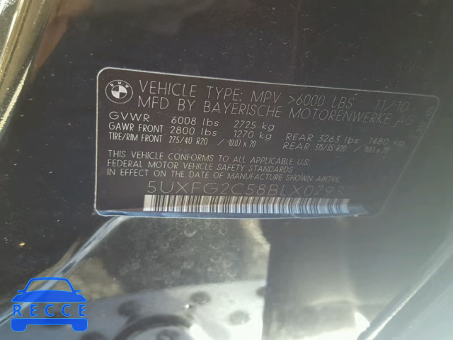 2011 BMW X6 XDRIVE3 5UXFG2C58BLX07937 image 9