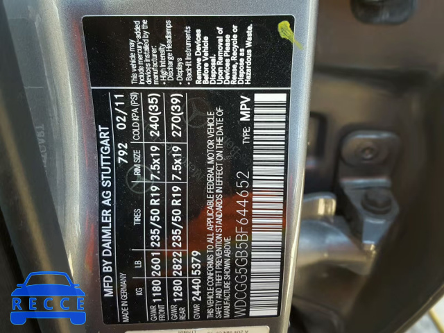 2011 MERCEDES-BENZ GLK 350 WDCGG5GB5BF644652 image 9