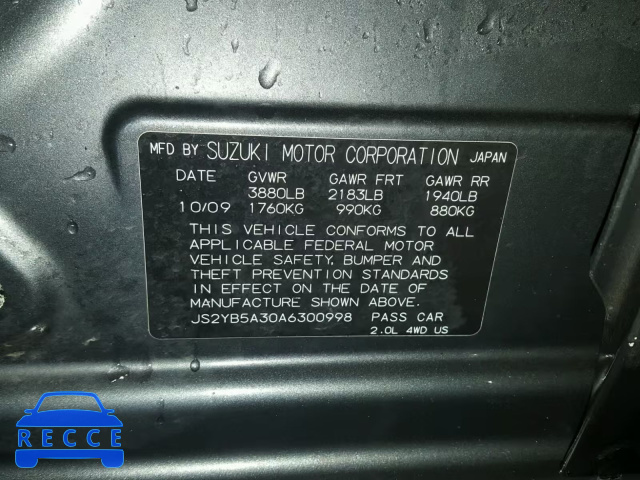 2010 SUZUKI SX4 BASE JS2YB5A30A6300998 image 9