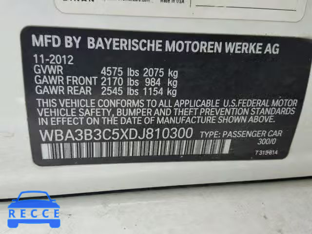 2013 BMW 328 XI WBA3B3C5XDJ810300 зображення 9