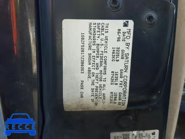 1996 SATURN SL 1G8ZF5281TZ380353 Bild 9