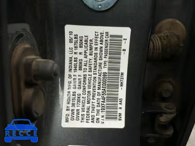 2010 HONDA CIVIC GX 19XFA4F55AE000599 Bild 9