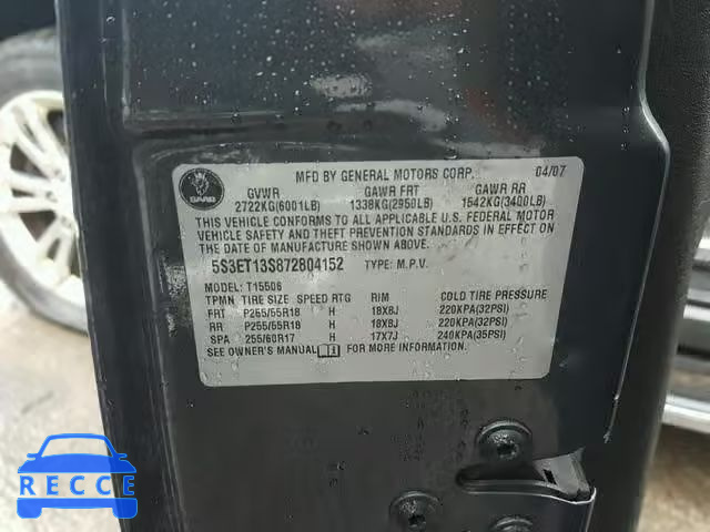 2007 SAAB 9-7X 4.2I 5S3ET13S872804152 image 9