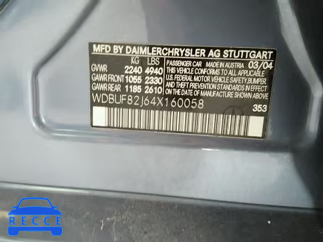 2004 MERCEDES-BENZ E 320 4MAT WDBUF82J64X160058 image 9