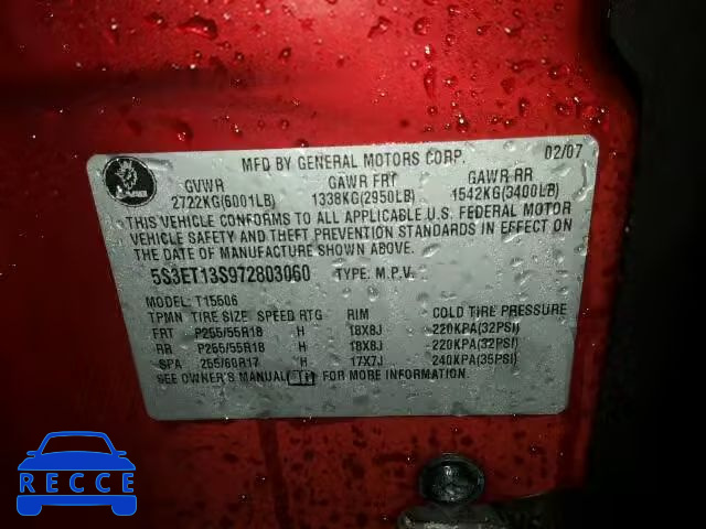 2007 SAAB 9-7X 4.2I 5S3ET13S972803060 image 9