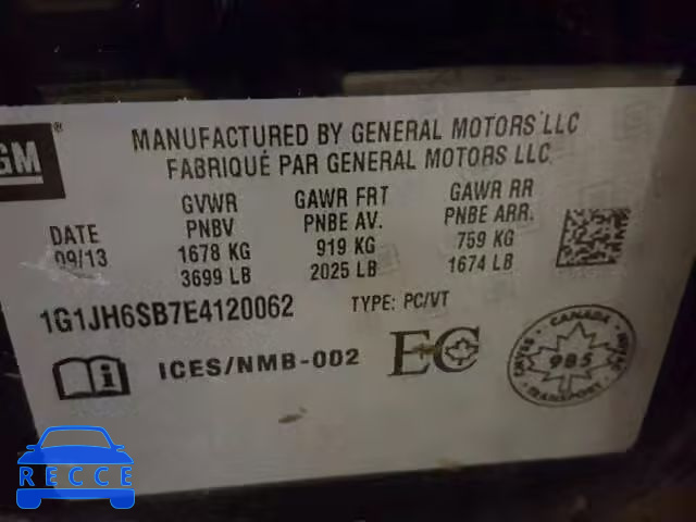 2014 CHEVROLET SONIC RS 1G1JH6SB7E4120062 image 9