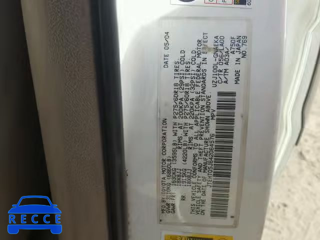 2004 TOYOTA LAND CRUIS JTEHT05J642064576 image 9