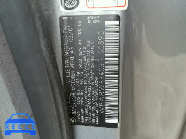 2005 BMW 330 CI WBABW53405PL50890 image 9