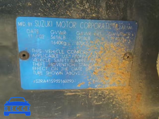 2003 SUZUKI AERIO S JS2RA41S935160290 image 9