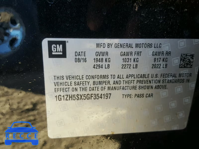 2016 CHEVROLET MALIBU PRE 1G1ZH5SX5GF354197 image 9