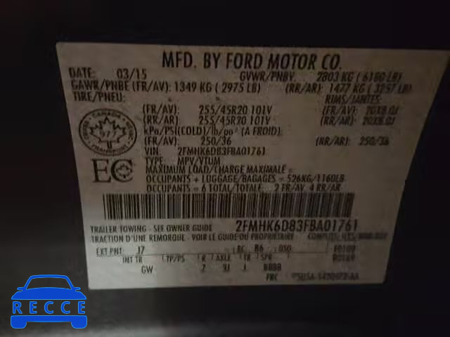 2015 FORD FLEX LIMIT 2FMHK6D83FBA01761 image 9