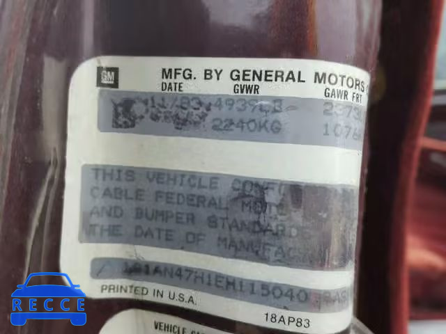 1984 CHEVROLET CAPRICE CL 1G1AN47H1EH115040 image 9