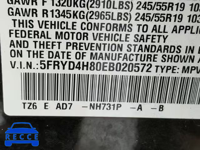 2014 ACURA MDX ADVANC 5FRYD4H80EB020572 image 9