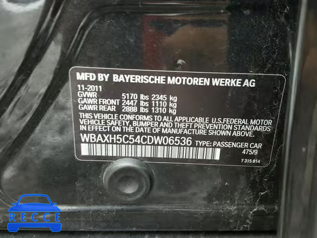 2012 BMW 528 XI WBAXH5C54CDW06536 image 9
