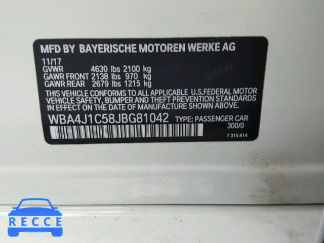 2018 BMW 430I GRAN WBA4J1C58JBG81042 image 9
