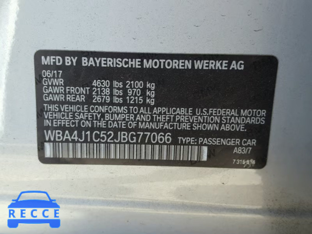 2018 BMW 430I GRAN WBA4J1C52JBG77066 image 9