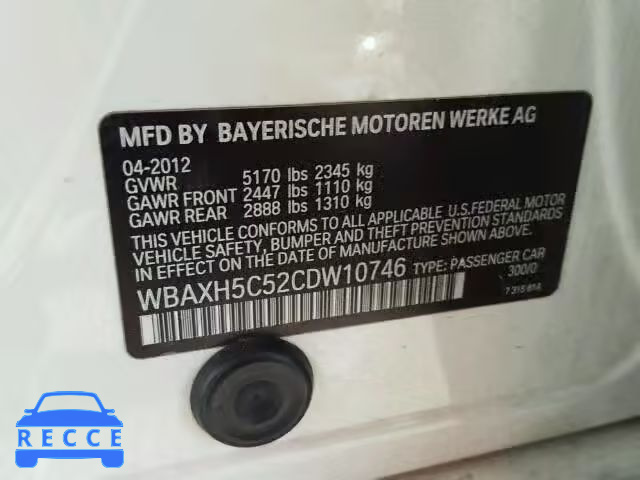 2012 BMW 528 XI WBAXH5C52CDW10746 зображення 9